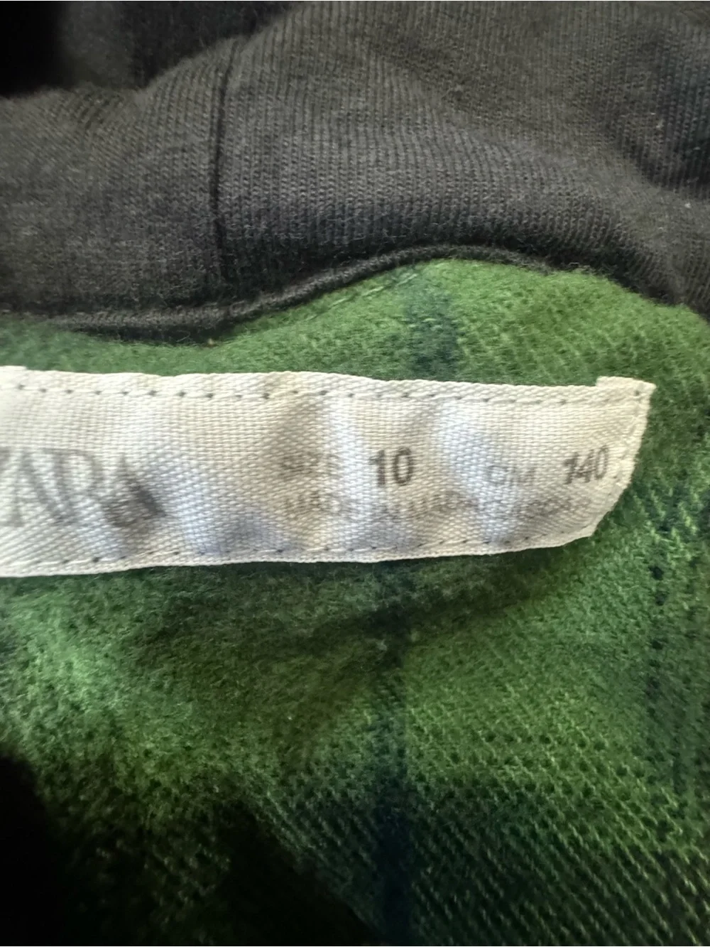 Zara Kids Hooded Plaid Flannel Shacket Green Black Button Front Shirt Sz 10
